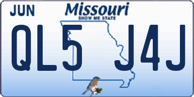 MO license plate QL5J4J