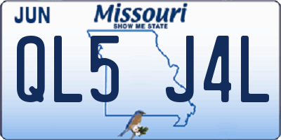 MO license plate QL5J4L