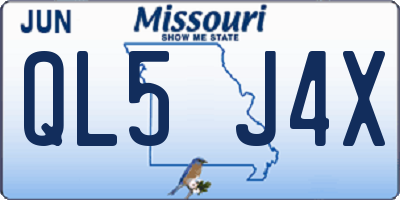 MO license plate QL5J4X