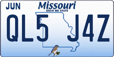 MO license plate QL5J4Z