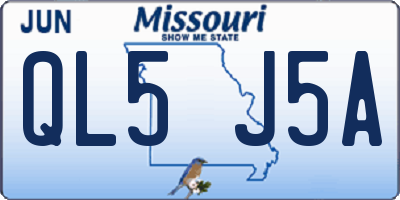 MO license plate QL5J5A