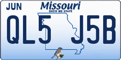 MO license plate QL5J5B