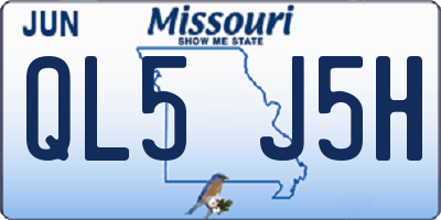 MO license plate QL5J5H