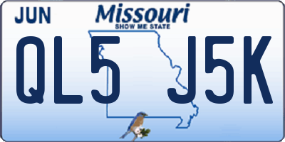 MO license plate QL5J5K