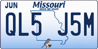 MO license plate QL5J5M