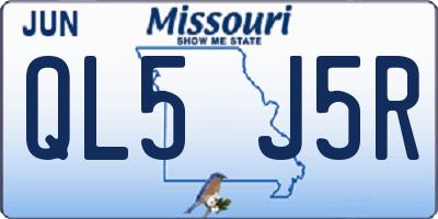 MO license plate QL5J5R