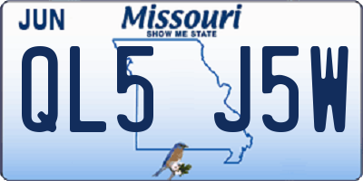 MO license plate QL5J5W