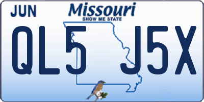 MO license plate QL5J5X