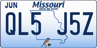 MO license plate QL5J5Z