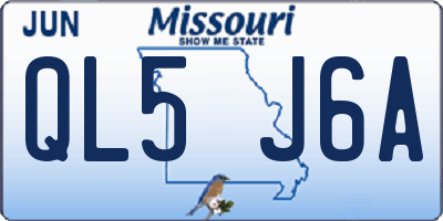 MO license plate QL5J6A