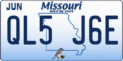 MO license plate QL5J6E