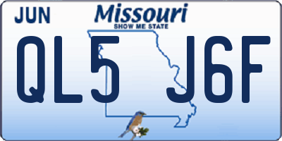 MO license plate QL5J6F