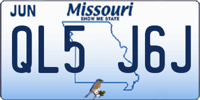 MO license plate QL5J6J