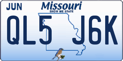 MO license plate QL5J6K