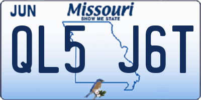 MO license plate QL5J6T
