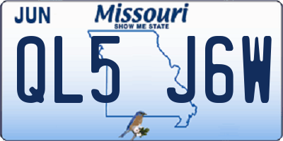 MO license plate QL5J6W