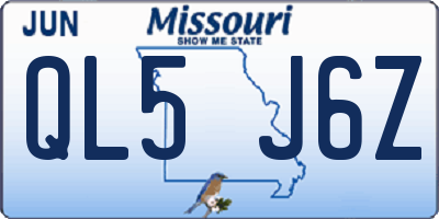 MO license plate QL5J6Z
