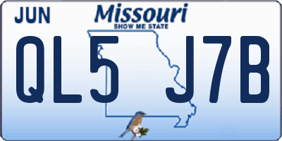 MO license plate QL5J7B