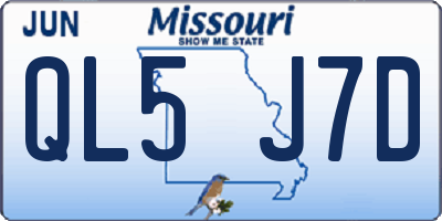 MO license plate QL5J7D
