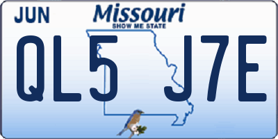 MO license plate QL5J7E