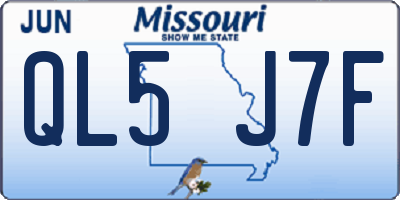 MO license plate QL5J7F