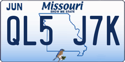 MO license plate QL5J7K