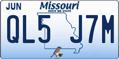 MO license plate QL5J7M