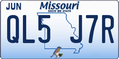 MO license plate QL5J7R
