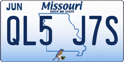 MO license plate QL5J7S