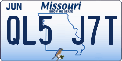 MO license plate QL5J7T