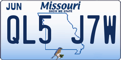 MO license plate QL5J7W