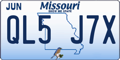 MO license plate QL5J7X
