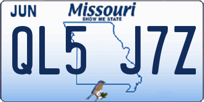 MO license plate QL5J7Z