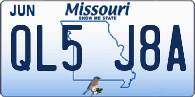 MO license plate QL5J8A