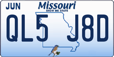 MO license plate QL5J8D