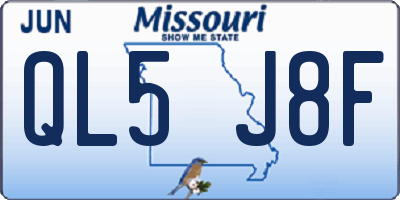 MO license plate QL5J8F