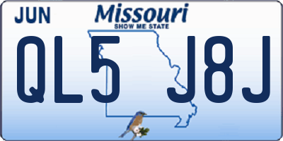 MO license plate QL5J8J