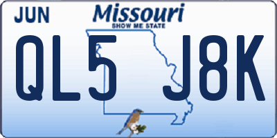 MO license plate QL5J8K