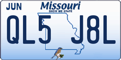 MO license plate QL5J8L