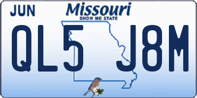 MO license plate QL5J8M