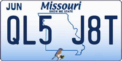 MO license plate QL5J8T