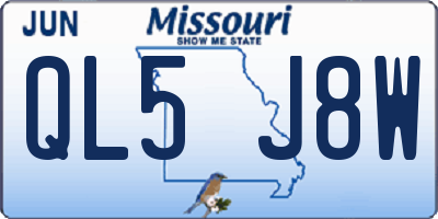 MO license plate QL5J8W