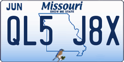 MO license plate QL5J8X