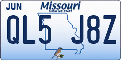MO license plate QL5J8Z