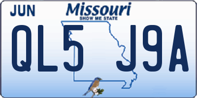MO license plate QL5J9A