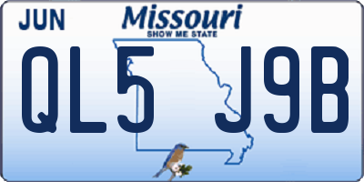 MO license plate QL5J9B