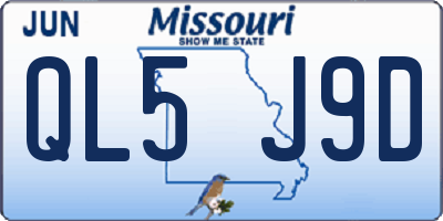 MO license plate QL5J9D