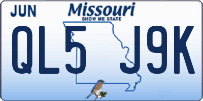 MO license plate QL5J9K