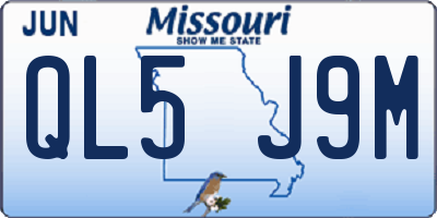 MO license plate QL5J9M