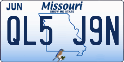 MO license plate QL5J9N